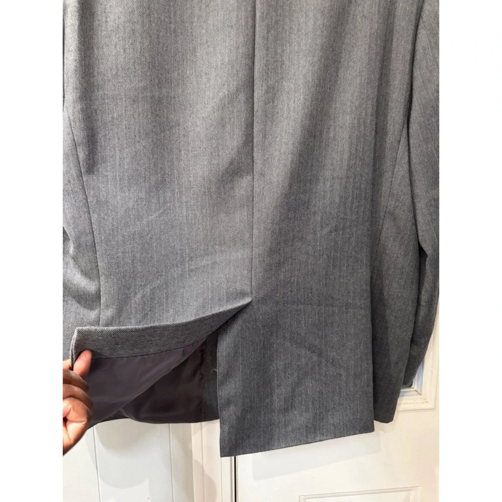 Lauren Ralph Lauren Mens Grey Herringbone Sport Coat Blazer 44S 2-Button Formal